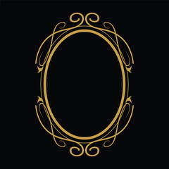 Gold round border and frame decorative element vector