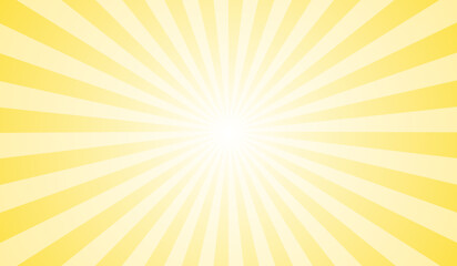 Ray sun. Yellow sun rays. Sunburst background. Star beam. Burst radial line. Retro pattern. Starburst light. Orange shiny lines. Sunray stripe. Banner comic style. Sparkle stripes. Vector illustration