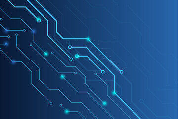 Abstract background with technology circuit board texture Artificial intelligence, electronic board,  in electric blue background.