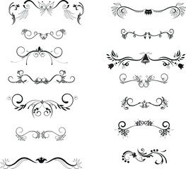 Obraz premium Set of decorative divider elements. Divider ornament, borders, floral, separators, page dividers, header