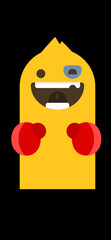 Cartoon Boxer Character &ndash; Yellow Figure with Black Eye and Missing Tooth