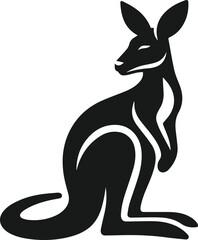 Kangaroo sitting with ears perked up vector silhouette