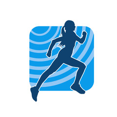 Silhouette of a sporty woman in running pose. Silhouette of a female run pose.