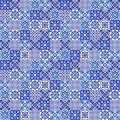 Authentic Portuguese Azulejo Tiles in a Repeating Pattern