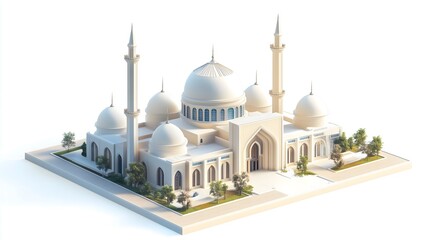 Naklejka premium 3D illustration of a modern mosque building