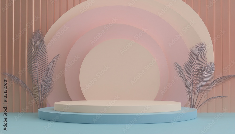 Poster abstract mock up scene pastel color. geometry shape podium background for product. 3d rendering. gen