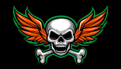 Winged skull with crossbones emblem