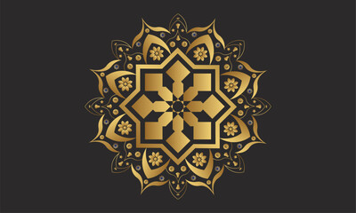 Luxuri Gold Ornate Mandala Black Colors Background