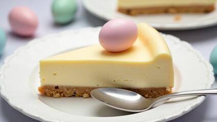 Happy kid enjoying easter egg cake dessert on a joyful day in a bright kitchen environment