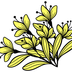 Leaf Frame Line Art Illustration