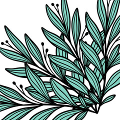 Leaf Frame Line Art Illustration