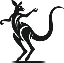 Kangaroo dancing with arms waving vector silhouette