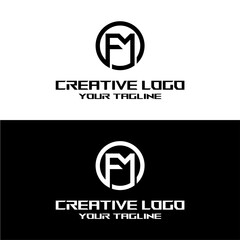 creative letter logo fm design vector