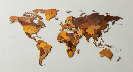 Abstract world map in shades of brown and orange