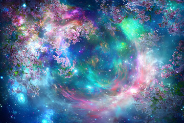 Fototapeta premium Fantasy landscape of cherry blossoms
