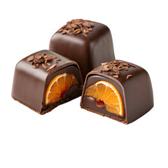 Delightful chocolate treats with citrus filling on a transparent background