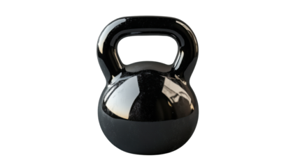 Black kettlebell weight lifting equipment on transparent background