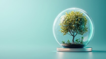 Fantastic Tree Inside Glass Dome with Modern Background Design