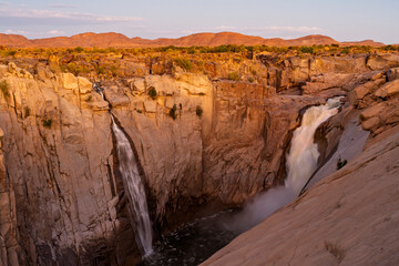 The Orange River as it plunges into the huge Augrabies Canyon at Augrabies Falls National Park, Northern Cape. South Africa.