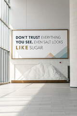 Don't trust everything you see even salt resembles sugar, motivation quoute.