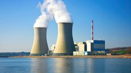 Nuclear Power Plant by the Water: A Stunning View of Modern Energy Production