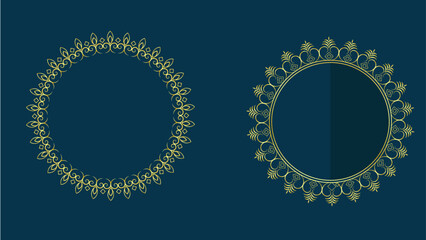 blue and gold frame new floral art stylish card