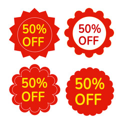 Set of Promotional Sale Badges and Discount Labels in Flat Design