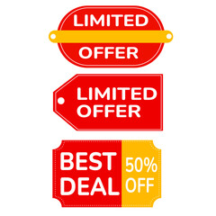 Set of Promotional Sale Badges and Discount Labels in Flat Design