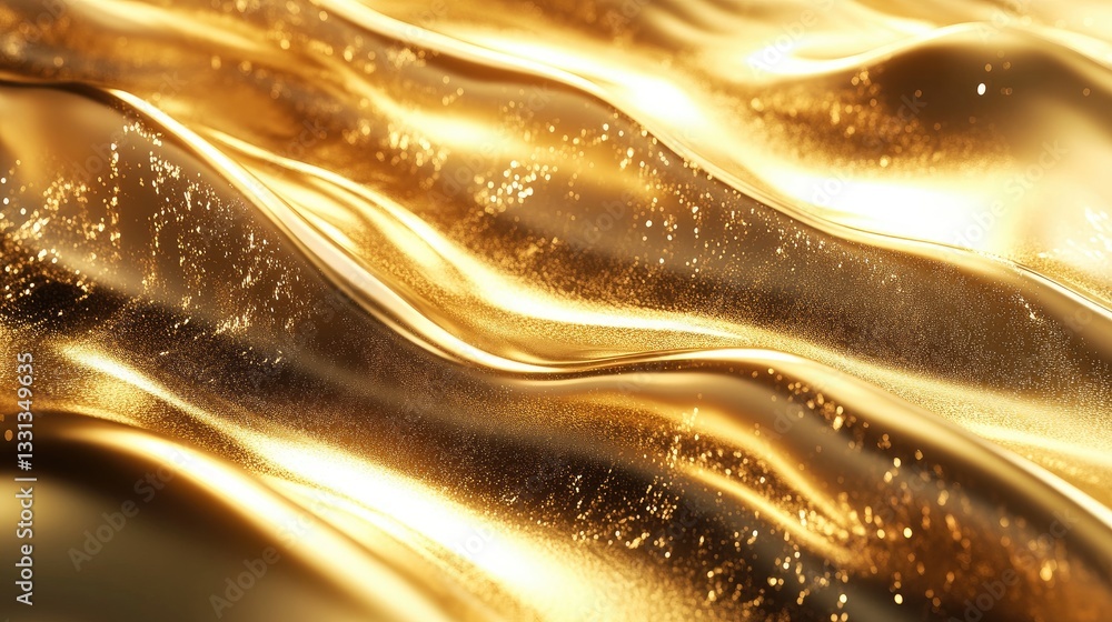 Poster glossy textured golden wave background with sparkling effects for elegant design projects and creati