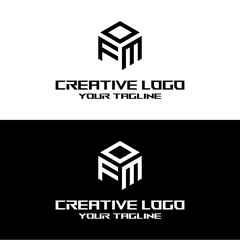 creative letter logo fm design vector