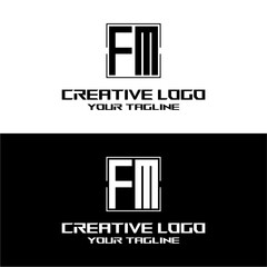 creative letter logo fm design vector