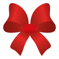 One red satin bow. On a white background. Vector