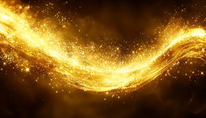 Obraz premium Golden Sparks Swirl, Flowing on a Dark Background