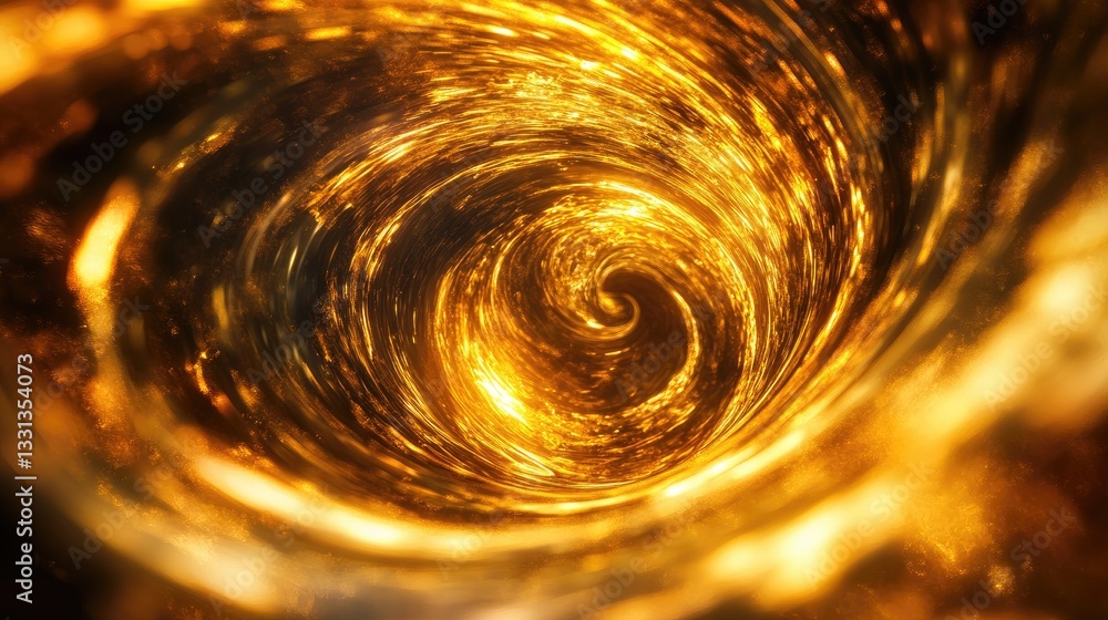 Poster golden spiral swirl abstract background with glowing effect and energy vortex design for creative pr