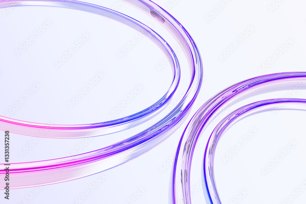 Poster holographic fluid glass circle line 3d background. abstract transparent circular tape shape pattern 