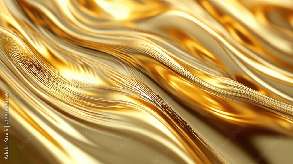 Poster shimmering gold abstract waves creating a luxurious and elegant background for design and decoration