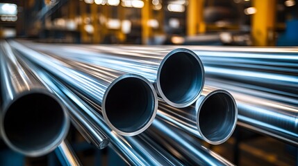 Stainless steel tubes in the manufacturing plant