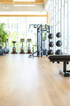 Modern Gym Interior with Weight Equipment and Natural Lighting