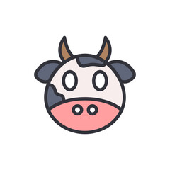 Cow head colored icons, minimalist vector illustration ,simple transparent graphic element .Isolated on white background