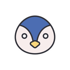 Pinguin head colored icons, minimalist vector illustration ,simple transparent graphic element .Isolated on white background