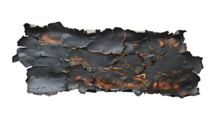 Burnt Cracked Surface Texture isolated on White Background