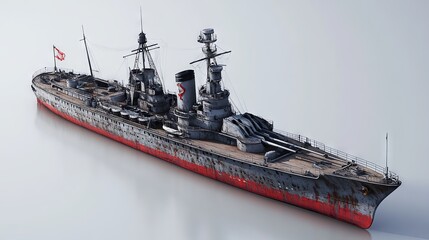 Military Battleship at Sea