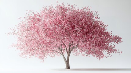Fototapeta premium Beautiful Pink Cherry Blossom Tree Against a Light Background