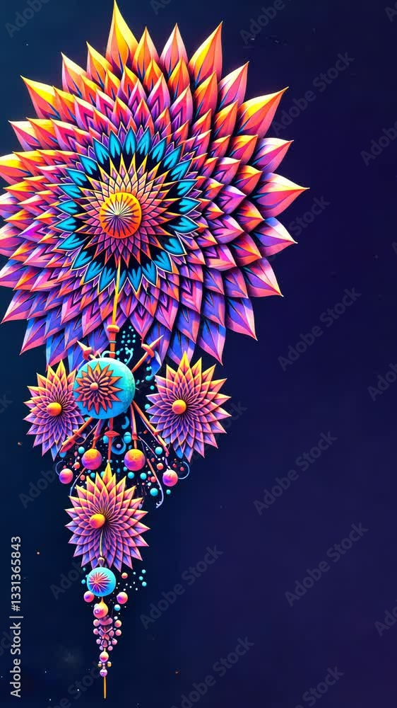 Poster a colorful flower with a key in the center. the flower is made up of many small flowers