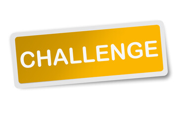 Challenge yellow square sticker isolated on white