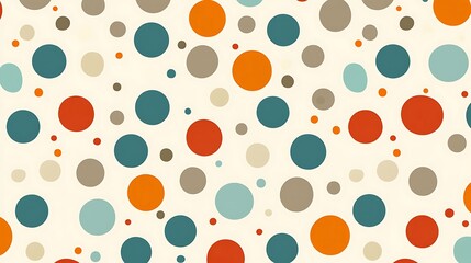 Fototapeta premium Colorful circles pattern on a cream background, abstract design for textile, wallpaper or backdrop use