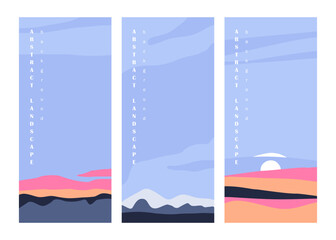 Beautiful landscape set. Abstract bright minimalistic background