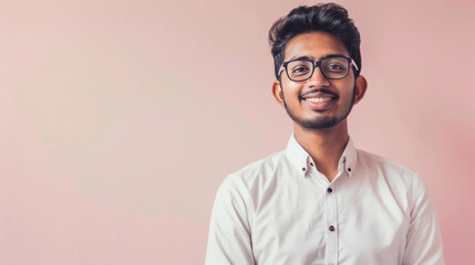 young indian businessman or corporate employee smiling