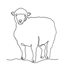 Sheep Minimalist One Line Art of Sacrificial Animal for Eid Al Adha