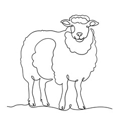 Sheep Minimalist One Line Art of Sacrificial Animal for Eid Al Adha